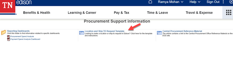 Screenshots of Instructions for ShipTo Request