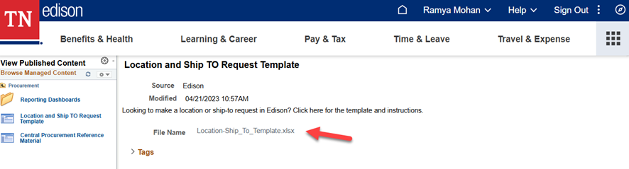 Screenshots of Instructions for ShipTo Request