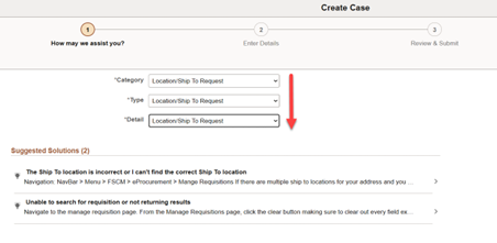 Screenshots of Instructions for ShipTo Request