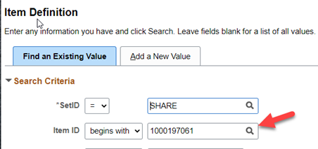 Screen Shot of Instructions of Item ID