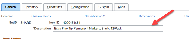 screenshots showing how to manually change the item description in Correct History