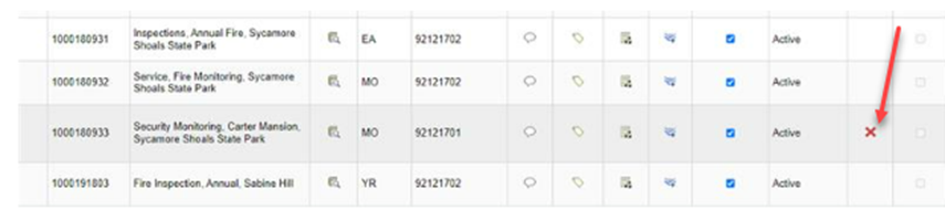 Screen Shot of Contract Line Cancel 